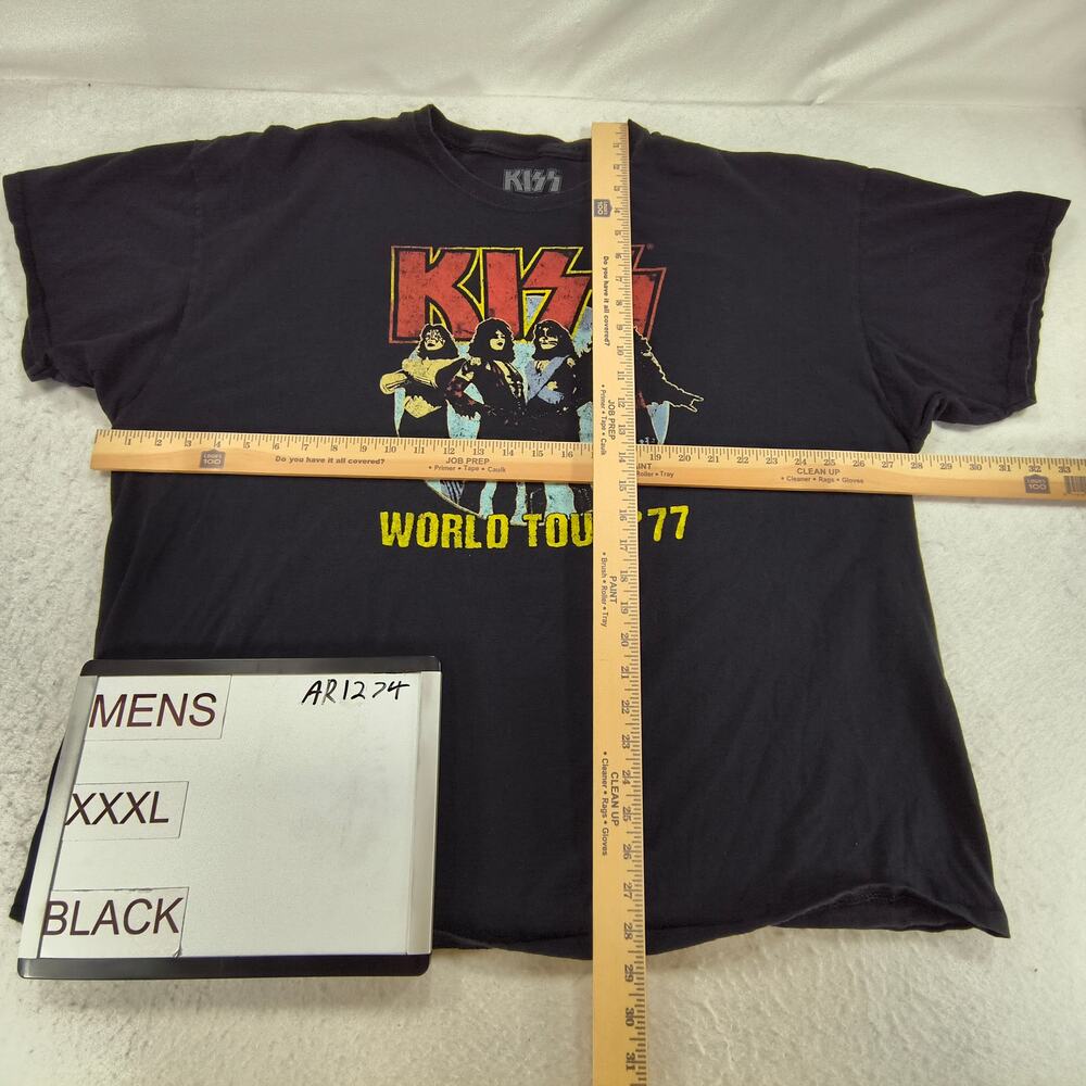 Kiss World Tour 77 Band Crew Neck Graphic T Shirt Mens Size 3XL Black Red - Picture 5 of 9